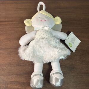Baby Gear Angel Girl Plush Toy 2012 Satin Polka Dot Halo 12" White Silver